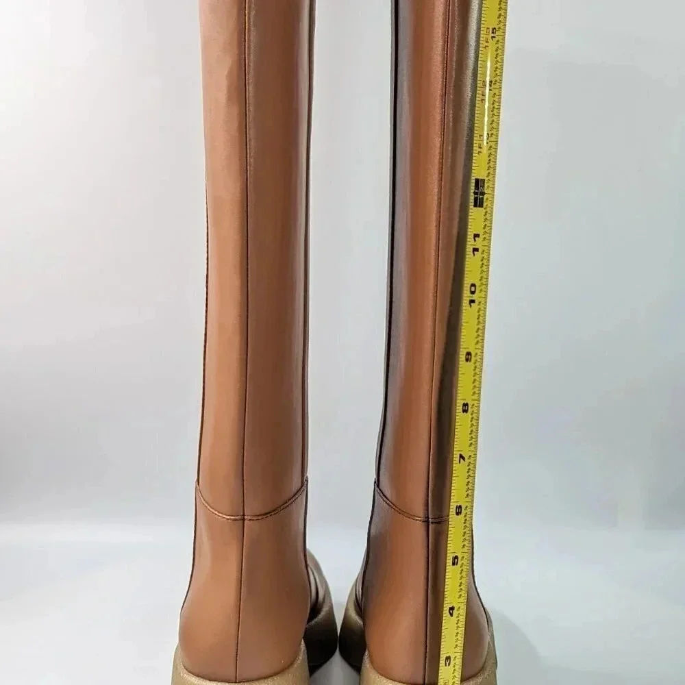 Stella McCartney Women's Skyla Knee-High Platform Boot Brown Size 38 MSRP $1,045